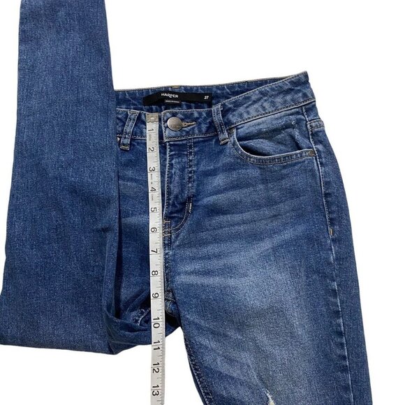 Harper Cropped Jeans Womens Size 29 Blue Mid Rise Medium Wash Ripped Denim - Picture 6 of 11